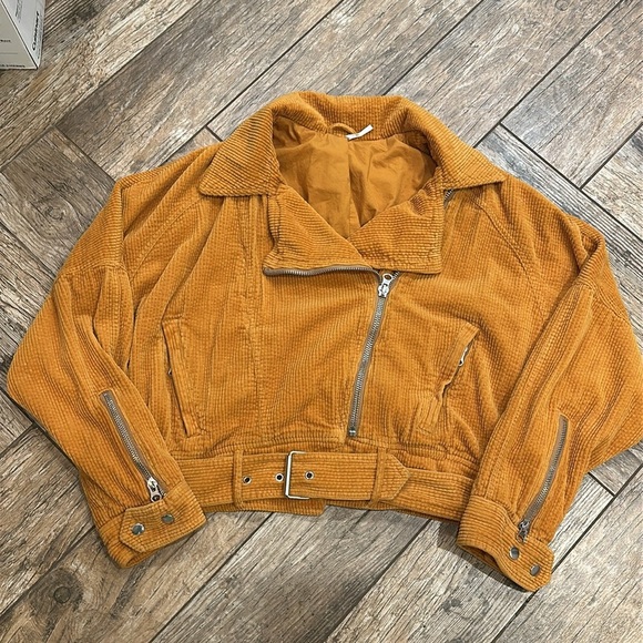 Free People Slouchy Dolman Moto Jacket Caramel medium - Picture 2 of 7